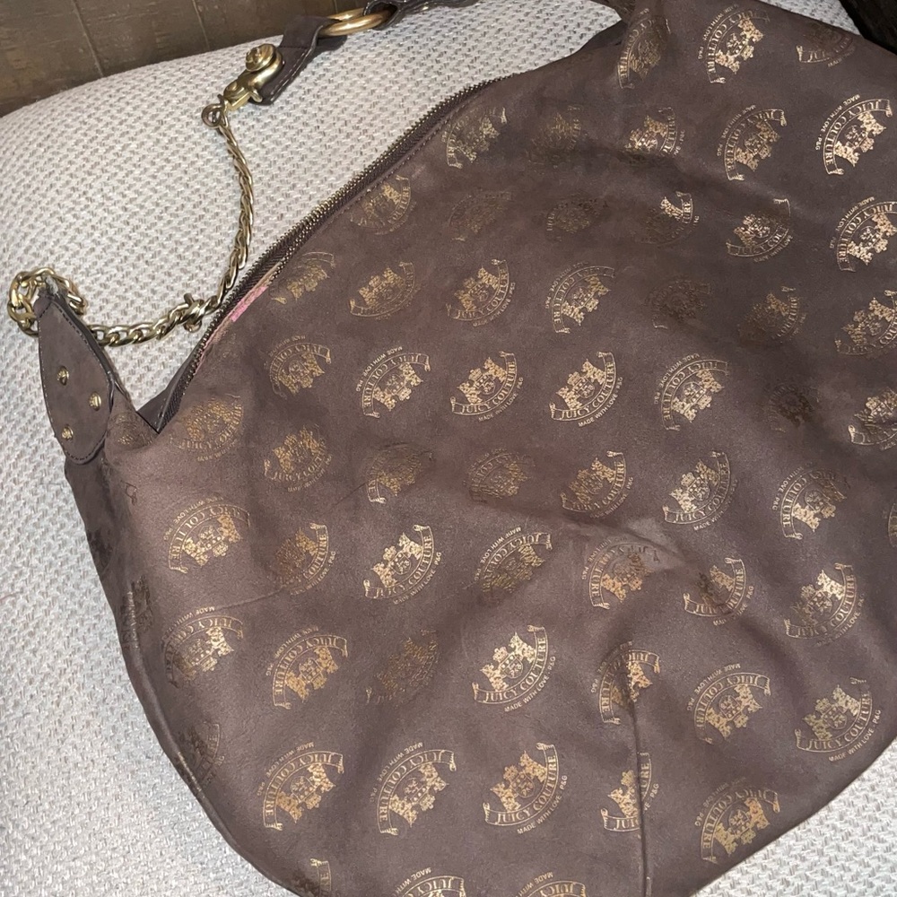 Juicy Couture Soft Leather Suede HOBO Bag in Brown